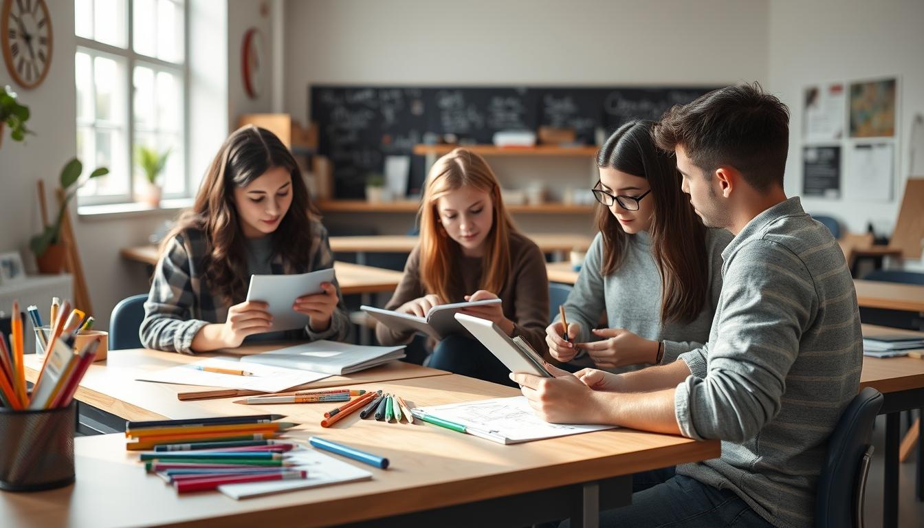 Student using a study guide to organize academic notes
